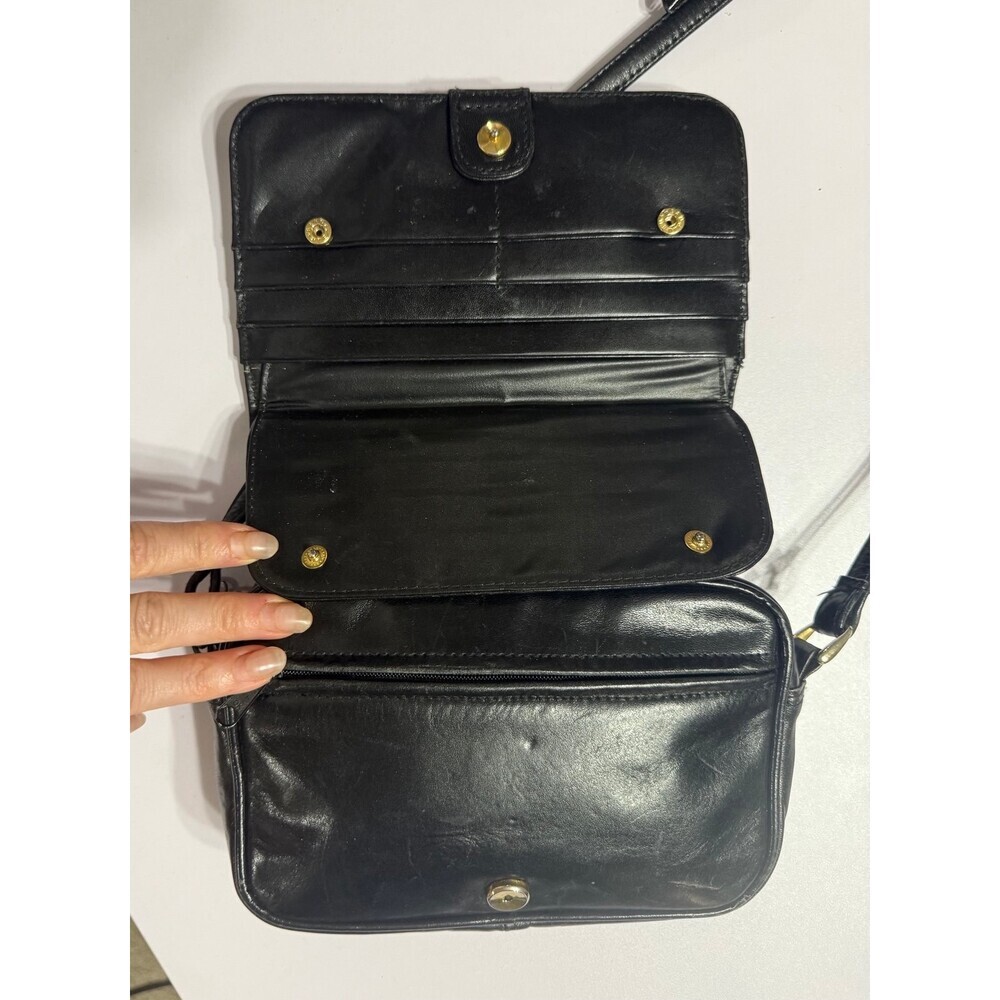 Black leather vintage Giorgio Beverly Hills crossbody purse - Picture 3 of 7